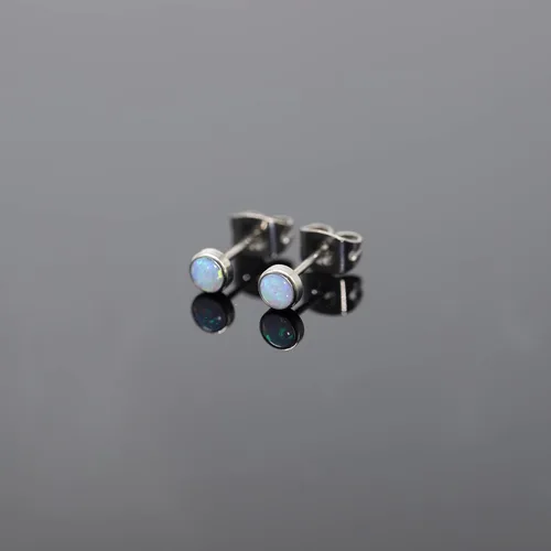 Miniatura 7 de G23 - Aretes de titanio con ópalo para mujeres y niñas, hipoalergénicos, con piedra natal de 0.157in y 0.197in, para orejas sensibles, joyería