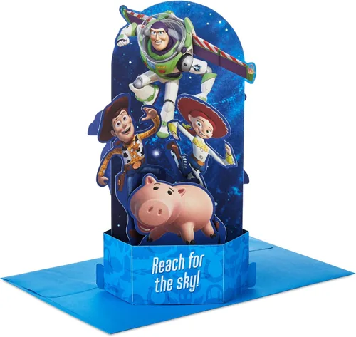 Hallmark Paper Wonder - Tarjeta desplegable de Toy Story de Disney y Pixar para cumpleaños, primer día de escuela, felicitaciones.