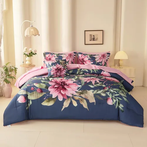 Miniatura 20 de Koniroom Juego de Edredón Twin - Juego de Edredón Floral Reversible Tamaño Twin, 2 Piezas Bonito Juego de Cama Twin de Flores y Plantas para Todas