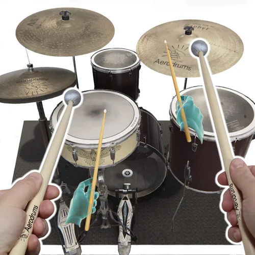 Miniatura 2 de Aerodrums Juego de batería electrónica portátil, baquetas de aire, pedales y cámara de baja latencia, más silencioso que las almohadillas