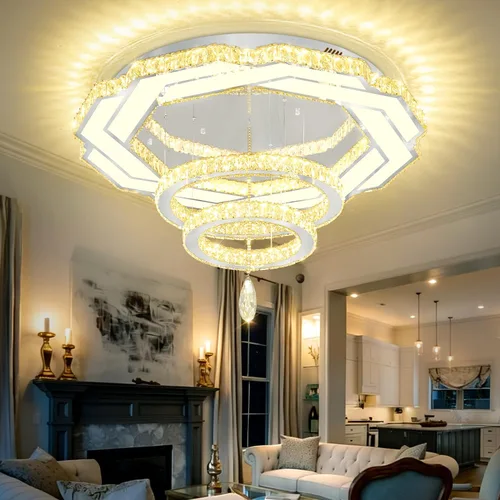 Miniatura 17 de Flashing God Candelabros de cristal modernos de 12 pulgadas, lámpara de techo de montaje empotrado, mini lámpara LED regulable para pasillo, lámpara