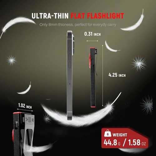 Miniatura 2 de Linterna EDC Lexall, linterna recargable de bolsillo plana de 800 lúmenes, linterna LED magnética con clip, luz de área mini regulable
