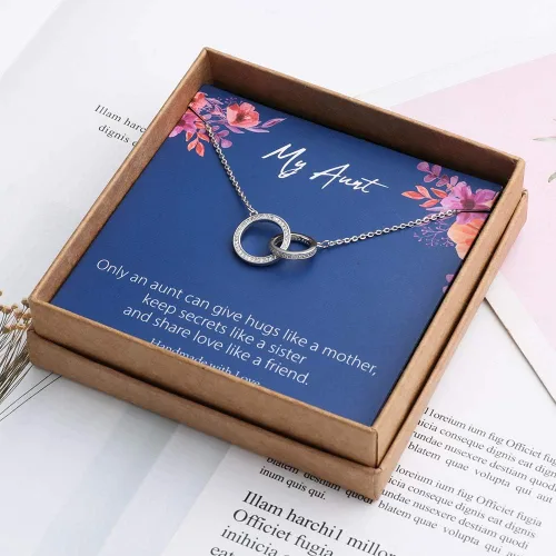 Miniatura 5 de Collares para mujeres y niñas, collar de mariposa, regalos de agradecimiento, collar de 2 círculos, regalos para abuela, tía, sobrina, hermana