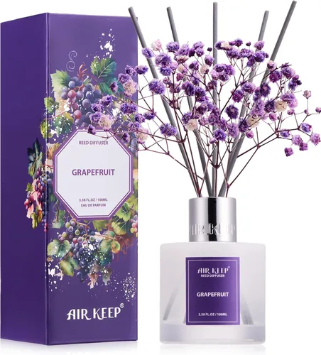 Miniatura 27 de Airkeep Juego de difusor de junco, 3.38 onzas líquidas (3.4 fl oz), difusor de aceite de niebla marina y sal marina con 8 varillas de caña, difusor