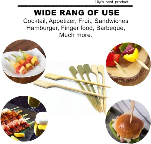 Miniatura 5 de HOPELF Pinchos de paleta de bambú de 7 pulgadas para cócteles, brochetas de frutas, barbacoa, cocina, parrilla, barbacoa. Púas de madera, más