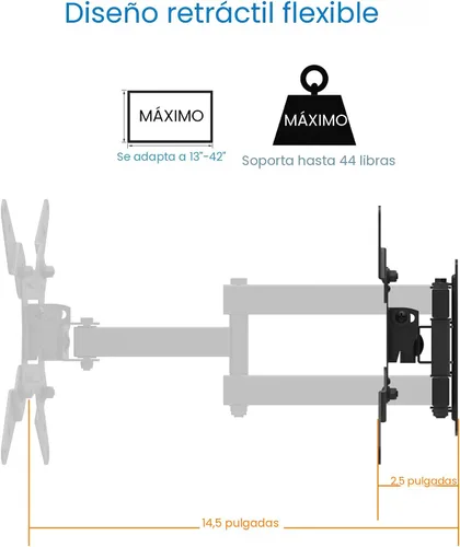 Miniatura 5 de EVERVIEW Soporte de montaje en pared para monitor de TV de movimiento completo, brazos articulados, rotación de extensión de inclinación giratoria