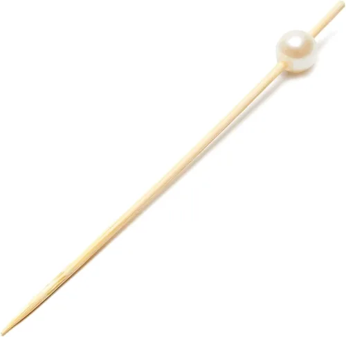 Miniatura 5 de Okuna Outpost Palillos de dientes para aperitivos, 4.7 pulgadas, perla blanca, 150 unidades, brochetas de bambú para selecciones de cóctel