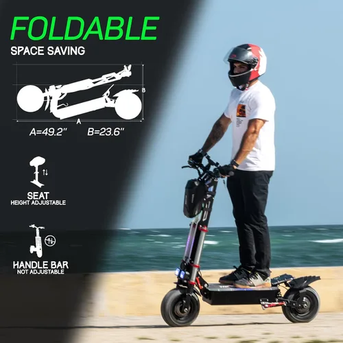 Miniatura 8 de Electric Scooter Adult K8 6000w Dual Motor, Max Speed 50MPH Range 70 Miles, 12 Inch Street Tires Commuter Dual Suspension E-Scooter with Seat and