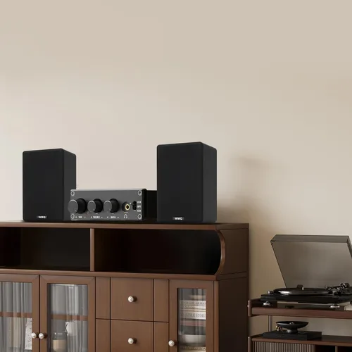 Miniatura 7 de Altavoces pasivos de estantería de 40 W x 2 para sonido envolvente de cine en casa, estéreo y monitor pasivo de campo cercano, de 2 vías, requiere