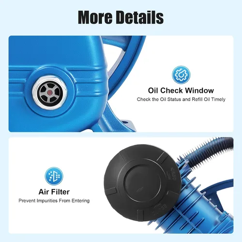 Miniatura 6 de Cabezal de bomba de compresor de aire de doble cilindro de 175PSI 5.5HP, 21CFM V Tipo Doble Etapa Universal de Bajo Consumo de Energía Motor