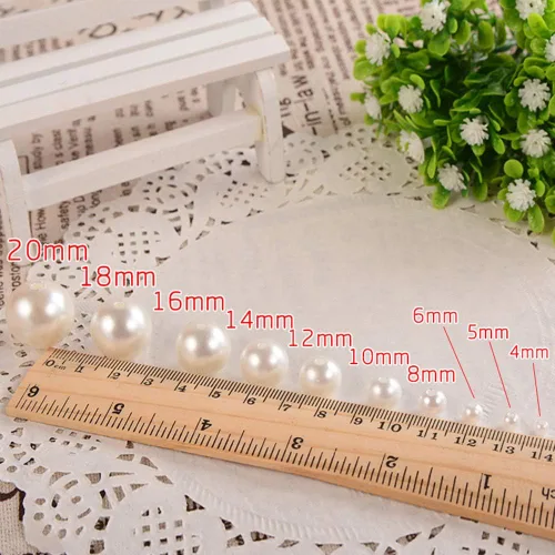 Miniatura 2 de 20 piezas de agujeros rectos de 0.63 pulgadas (0.630 in) de color beige redondo acrílico para coser, cuentas espaciadoras de perlas de imitación
