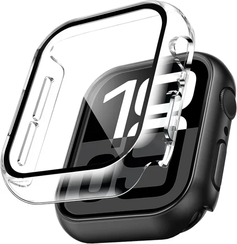 Miniatura 29 de TAURI - Juego de 2 carcasas rígidas para Apple Watch SE Series 6, 5, 4, 1.732 in (44mm), protector de pantalla integrado de cristal templado 9H, Azul