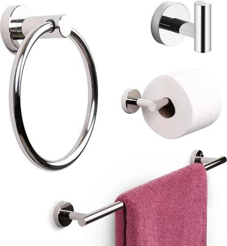 Miniatura 11 de Marmolux Acc - Juego de accesorios de baño de 3 piezas con soporte para papel higiénico negro mate, anillo para toallas y gancho para toallas