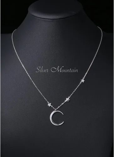 Miniatura 2 de Collar con dije de luna creciente y estrella de plata esterlina S925