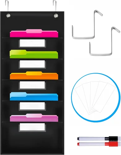 Miniatura 10 de Vantasii Organizador de Pared con Bolsillos, Carpeta Organizadora de Archivos de Pared con 30 Bolsillos para Archivos, 30 Tarjetas de Borrado