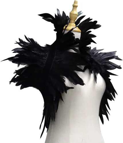 Miniatura 4 de L'VOW Victorian Real Natural Feather Shrug Shawl Shoulder Wrap Cape Gothic Collar