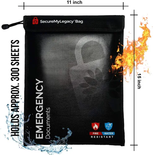 Miniatura 5 de Secure My Legacy - Bolsa ignífuga (paquete de 3): bolsas de documentos ignífugas, soporte para documentos de seguridad contra incendios