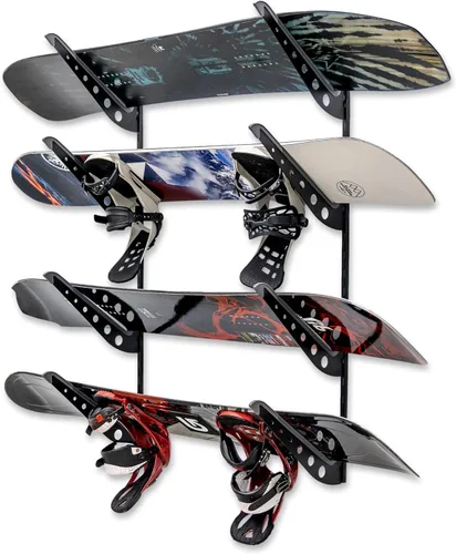 StoreYourBoard Estante de esquí y snowboard, sistema de almacenamiento ajustable para 4 tablas, organizador de pared de garaje resistente para esquí