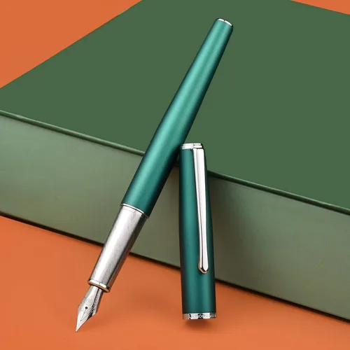 Hongdian 920 - Pluma estilográfica de punta extrafina, color verde elegante con clip plateado