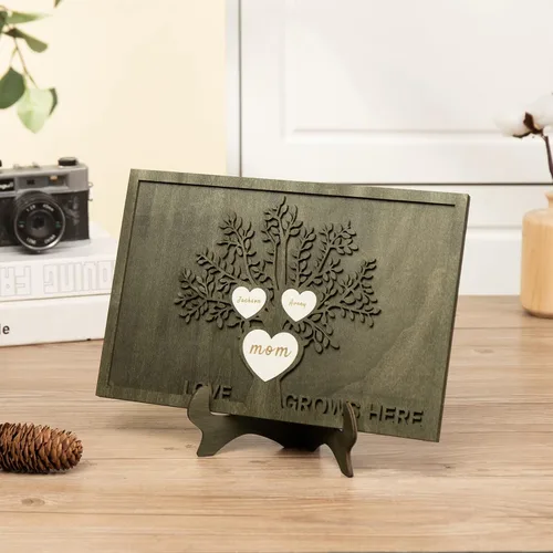 Miniatura 6 de Regalos para mamá, marco de árbol genealógico personalizado, placas de madera, recuerdos de genealogía, decoración del día de la madre, día del EL