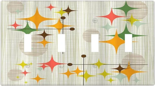 Miniatura 59 de Cubiertas Decorativas para Placas de Interruptor Abstracto Moderno de Mediados de Siglo Arco Boho Sol Dorado Hoja 1 Gang Placa de Pared Cubierta