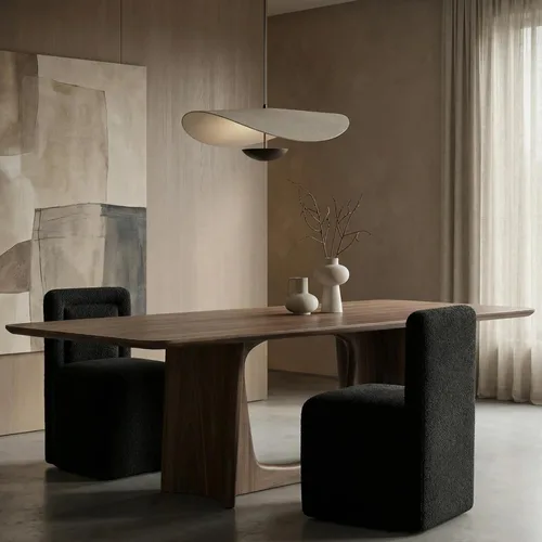 Miniatura 2 de Hyfirm Juego de 2 sillas de comedor tapizadas negras, sillas escandinavas Parsons sin brazos de tela Boucle con cojín de asiento de felpa