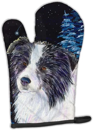 Caroline's Treasures SS8558OVMT Starry Night Border Collie - Mitón de horno grueso resistente al calor para sartenes calientes y horno, guante de