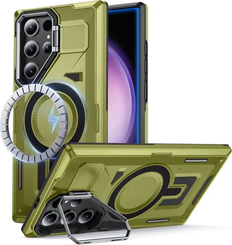 Miniatura 35 de para Samsung Galaxy S22 Ultra/S23 Ultra con MagSafe [Cubierta de cámara incorporada y soporte] [Protección de grado militar a prueba de golpes]