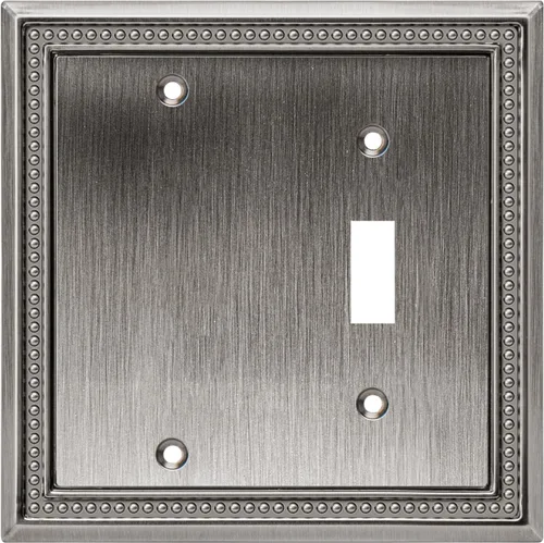 Miniatura 58 de Henne Bery Sunken Pearls - Placa de pared decorativa resistente para interruptor, cubierta para tomacorrientes (doble dúplex, níquel satinado)