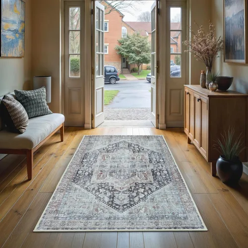 Miniatura 66 de GLN Rugs Bohemian Collection - Alfombra de felpilla lavable a máquina, bohemio vintage, antideslizante, alfombra de felpilla de pelo bajo, alfombra