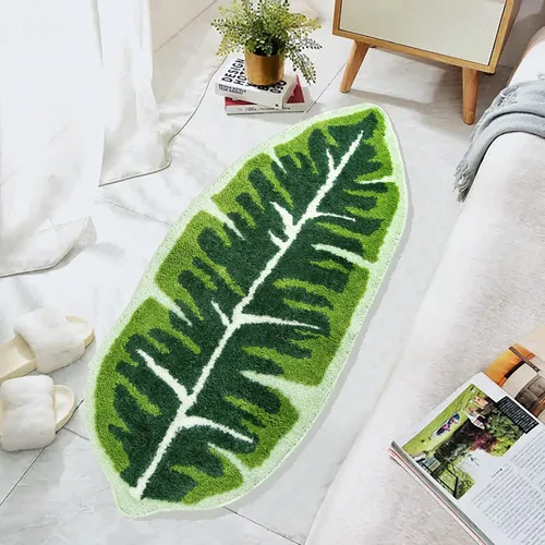 Miniatura 3 de Leaf - Alfombra de baño para niños, pequeña, bonita, alfombra de baño para guardería, alfombra larga antideslizante para dormitorio, habitación
