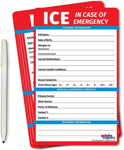 Miniatura 9 de Safety Magnets by ZOCO - Imán de contacto en caso de emergencia (ICE) para personas mayores - Tarjeta de información médica File of Life
