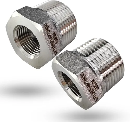 Miniatura 13 de Reductor de buje hexagonal macho NPT de 1/2 pulgada a NPT hembra de 1/4 pulgada, adaptador reductor NPT de acero inoxidable 304, buje hexagonal