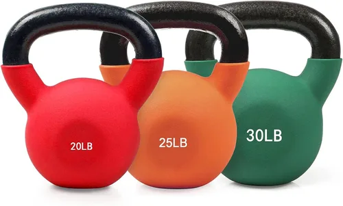 Miniatura 15 de RitFit Pesa rusa de hierro fundido sólido con revestimiento de neopreno, 5, 10, 15, 20, 25, 30, 35, 40, 45, 50 libras, ideal para entrenamiento