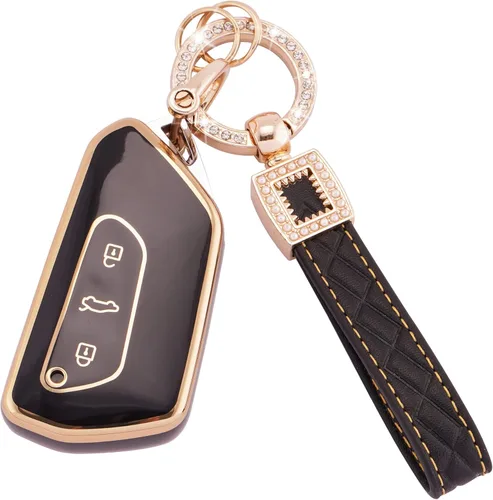 Miniatura 22 de Ekala para Honda Funda para Llavero con Llavero de Cuero, 5 Botones Carcasas de Teclas de TPU Suave Compatibles con Honda Civic Accord Pilot CR-V