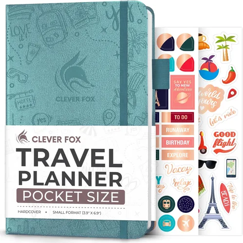 Miniatura 14 de Clever Fox Bolsillo para diario de viaje, organizador de itinerarios de vacaciones y viajes por carretera, diario de memoria de viaje, cuaderno
