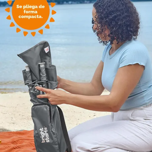 Miniatura 7 de Bright Starts Pop 'N Sit Asiento elevado portátil, para uso en interiores y exteriores, asiento de piso con bandeja de alimentación, gris, de 6