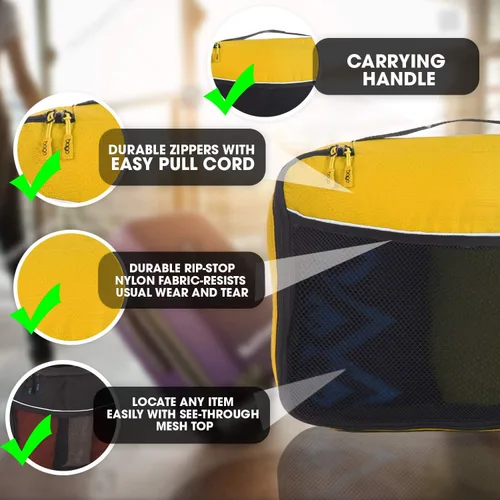 Miniatura 8 de Bago Cubos de embalaje para maletas y bolsas de viaje, juego de 7 bolsas organizadoras de equipaje y maleta, cubos de compresión para organizador