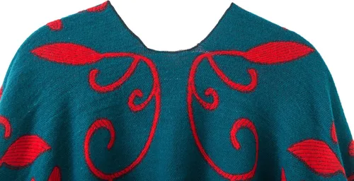 Miniatura 8 de Poncho con flecos, con estampado vintage, estilo retro, a la moda, para mujer. Capa, chal.