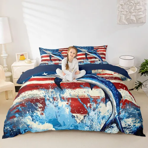 Miniatura 15 de Erosebridal Juego de ropa de cama para niños, juego de funda de edredón de sirena tamaño individual, funda de edredón femenina de escamas de peces