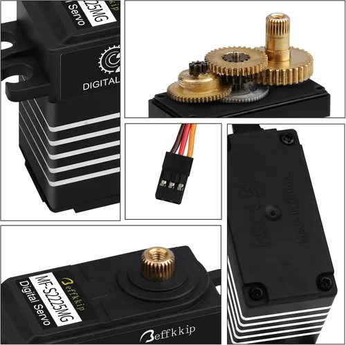 Miniatura 6 de Paquete de 55.1 lbs servomotor digital de alto par RC servo engranaje de metal completo impermeable con brazo servo 25T para RC Car Crawler Robot