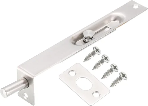 Miniatura 7 de uxcell Perno empotrado, cerradura oculta de acero inoxidable de 6 pulgadas para puertas compuestas de madera, puertas dobles, bronce claro, 2