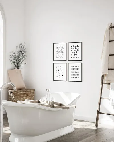 Miniatura 5 de HAUS AND HUES Arte abstracto para pared en blanco y negro, juego de 4 pósteres minimalistas en blanco y negro para paredes, pósteres estéticos Juego