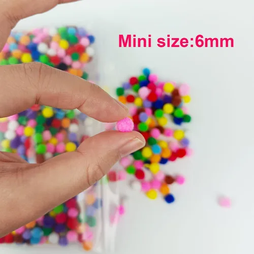 Miniatura 2 de 2000 mini pompones para manualidades, pompones de 0.23 pulgadas en colores surtidos brillantes y llamativos, pompones de 0.23 pulgadas para arte