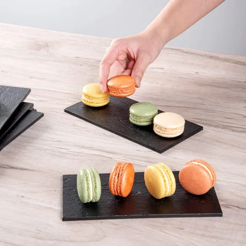 Miniatura 5 de Restaurantware Platos de servir de 7 x 3.5 pulgadas, 100 tablas rectangulares de charcutería, imitan el aspecto de platos de plástico negro pizarra