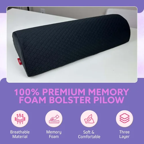 Miniatura 3 de Almohada de Rodilla para Dormir Boca Arriba – Almohada Cilíndrica con Base Antideslizante, Soporte Lumbar Cilíndrico para Piernas y Columna, Cojín
