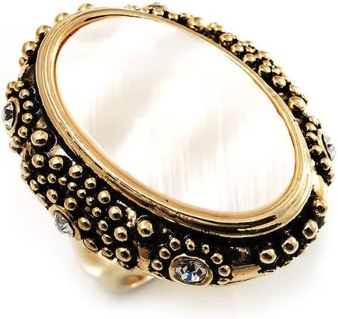 Miniatura 4 de Avalaya Anillo grueso de cristal de concha de oro envejecido
