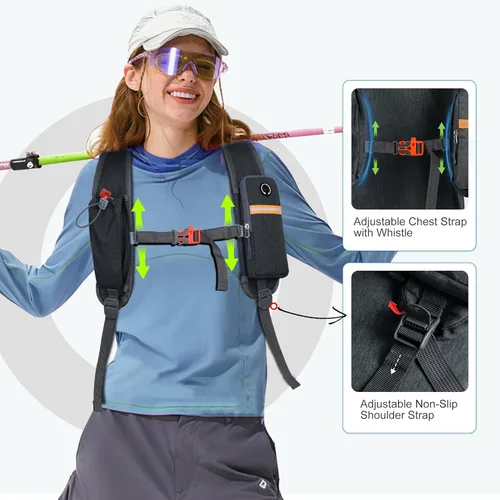 Miniatura 3 de FIORETTO Mochila de senderismo de 15L para mujeres y hombres, mochila mini plegable, ligera, pequeña mochila de día para camping, viaje, al aire