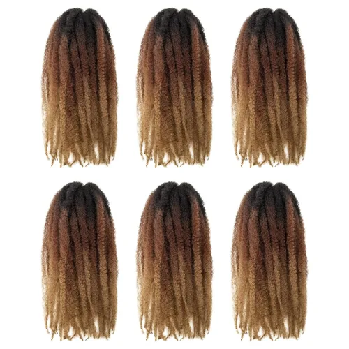 Miniatura 18 de ToyoTress Bob Marley Twist Hair - 8 Pulgadas Paquete de 6 Cabello Marley Negro Corto Para Locs Falsos, Extensiones de Cabello Rizado Afro Kinky