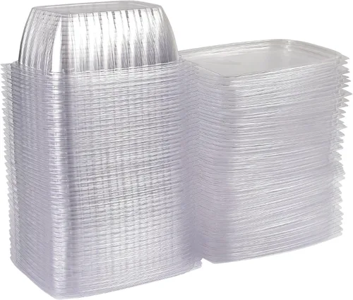 Miniatura 18 de ECO PRODUCTS Contenedores de delicatessen compostables de 8oz transparentes rectangulares con tapas, paquete de 100, para preparación de comidas